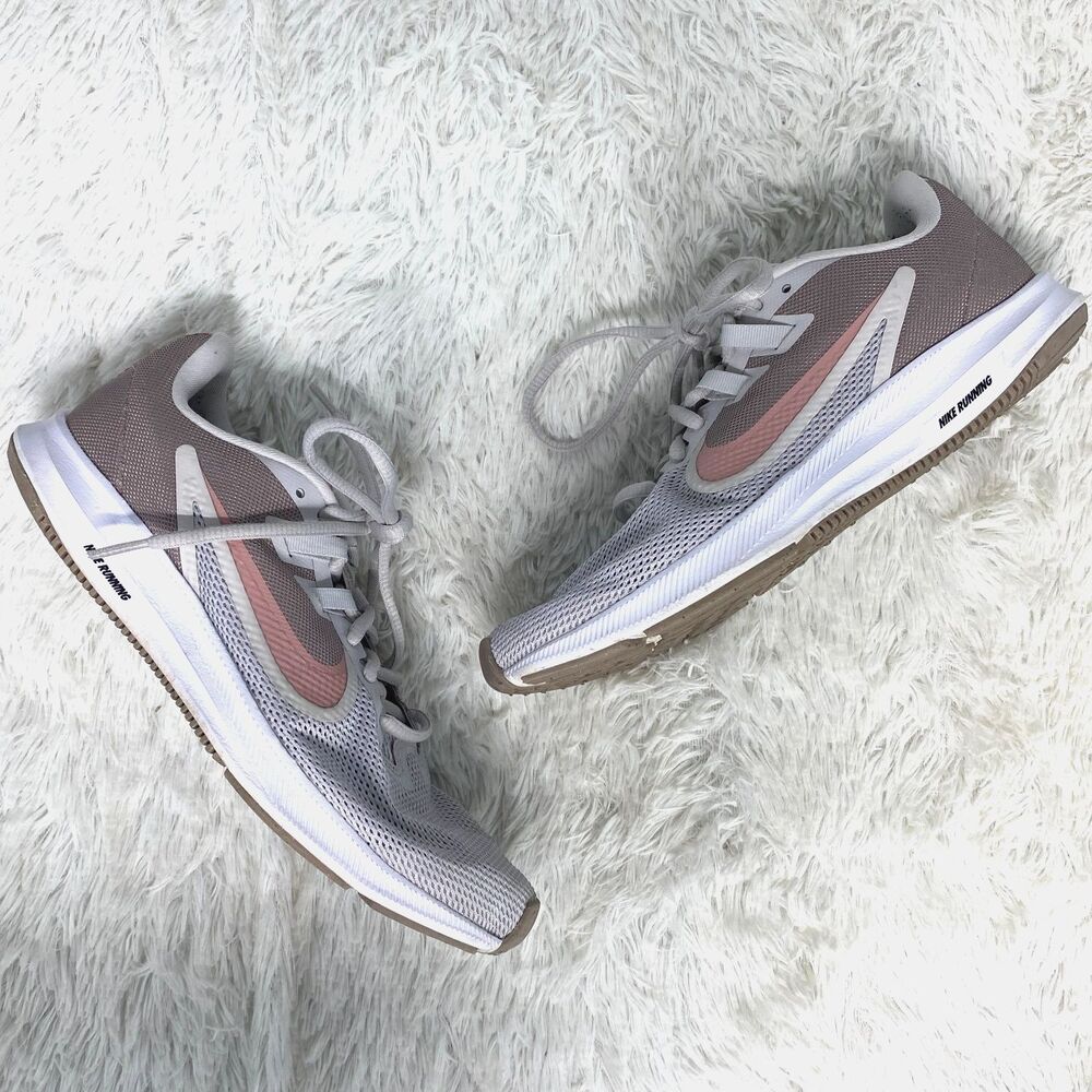 Nike Downshifter Womens Gray Pink Brown Running Training Sneakers 8.5